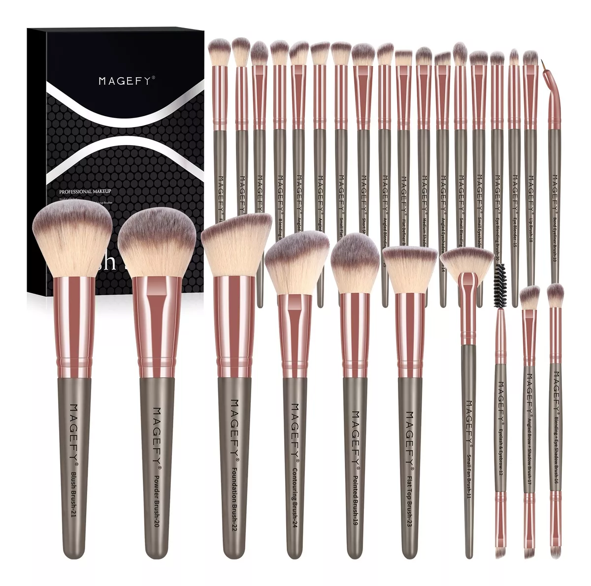 Set 28 Brochas De Maquillaje Profesional Con Estuche Brocha