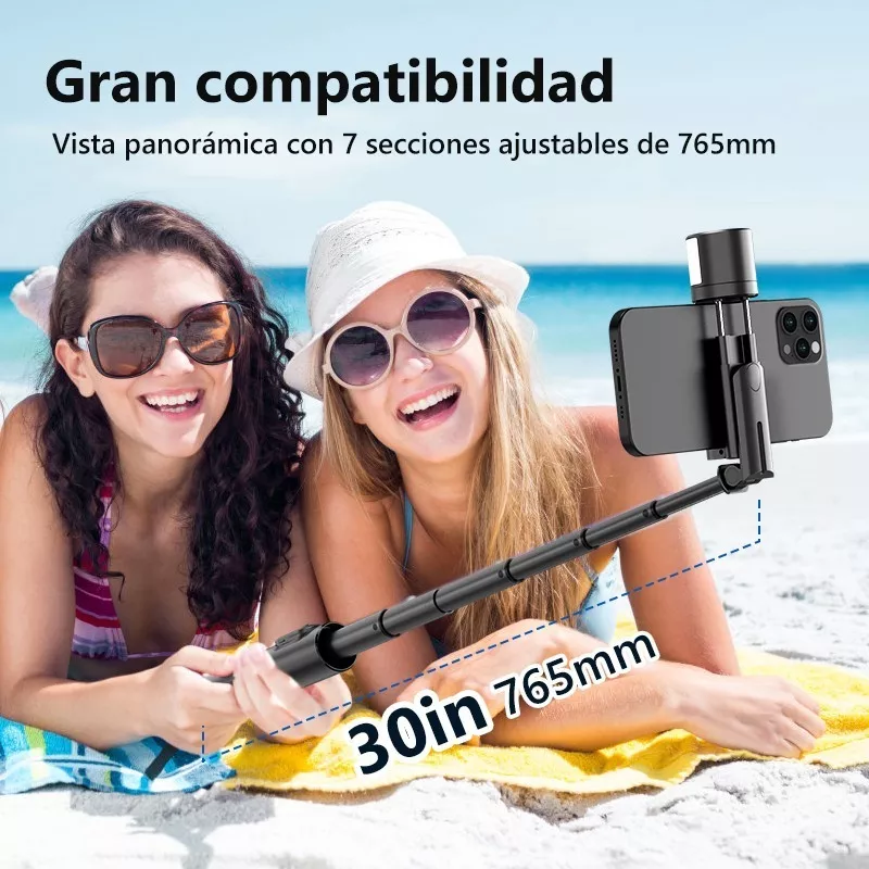 Tripie Celular Selfies Stick Con Control Remoto Y Led Rgb