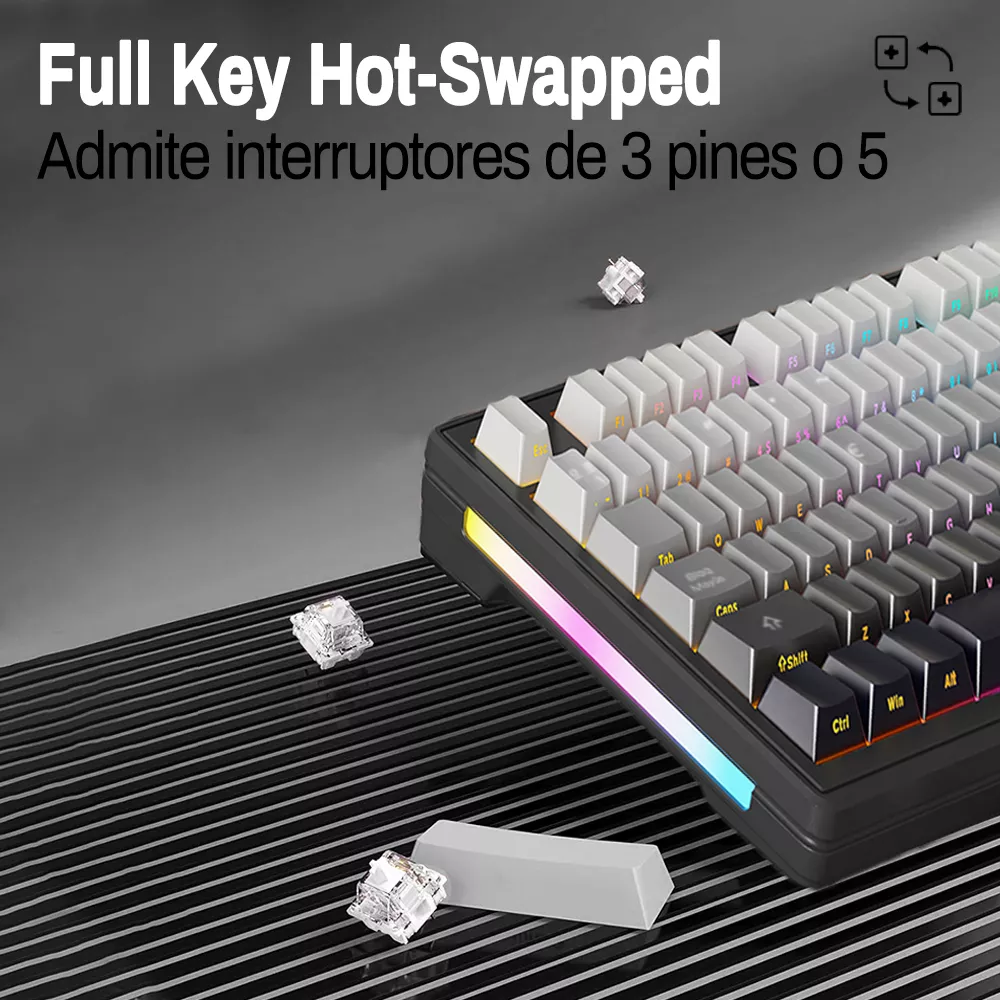 Attack Shark M87 Teclado Mecánico Bluetooth Inalámbrico De Tres Modos Con Cable Rgb Junta Personalizada Teclado Para Juegos Intercambiable En Caliente Negro