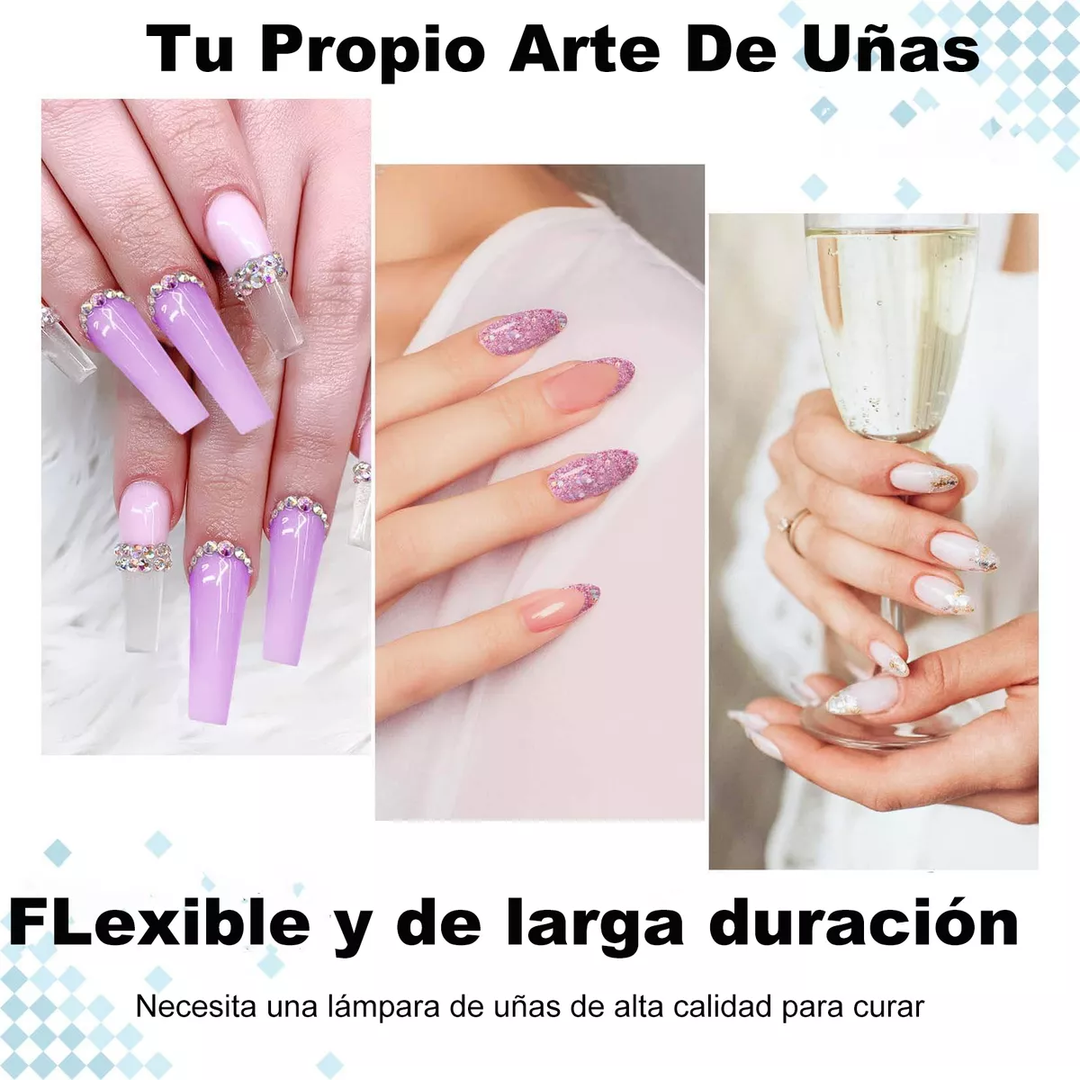 19pcs kit Para Uñas Polygel Con Lámpara Uv,completo Acrílica