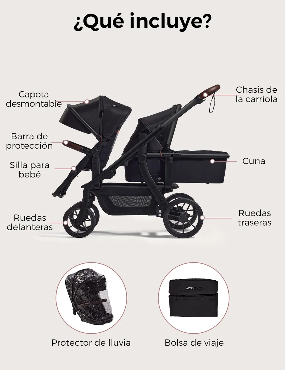 Momcozy Changego Carriola De Bebé Multifuncional Negro