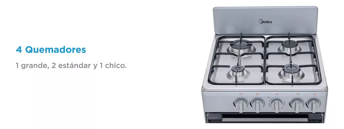Estufa De Piso Midea Con Copete 20 Inox Chef Silver