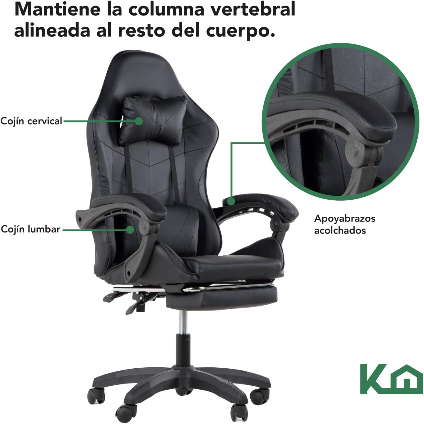 Kingshouse | Silla ergonómica reclinable para juegos