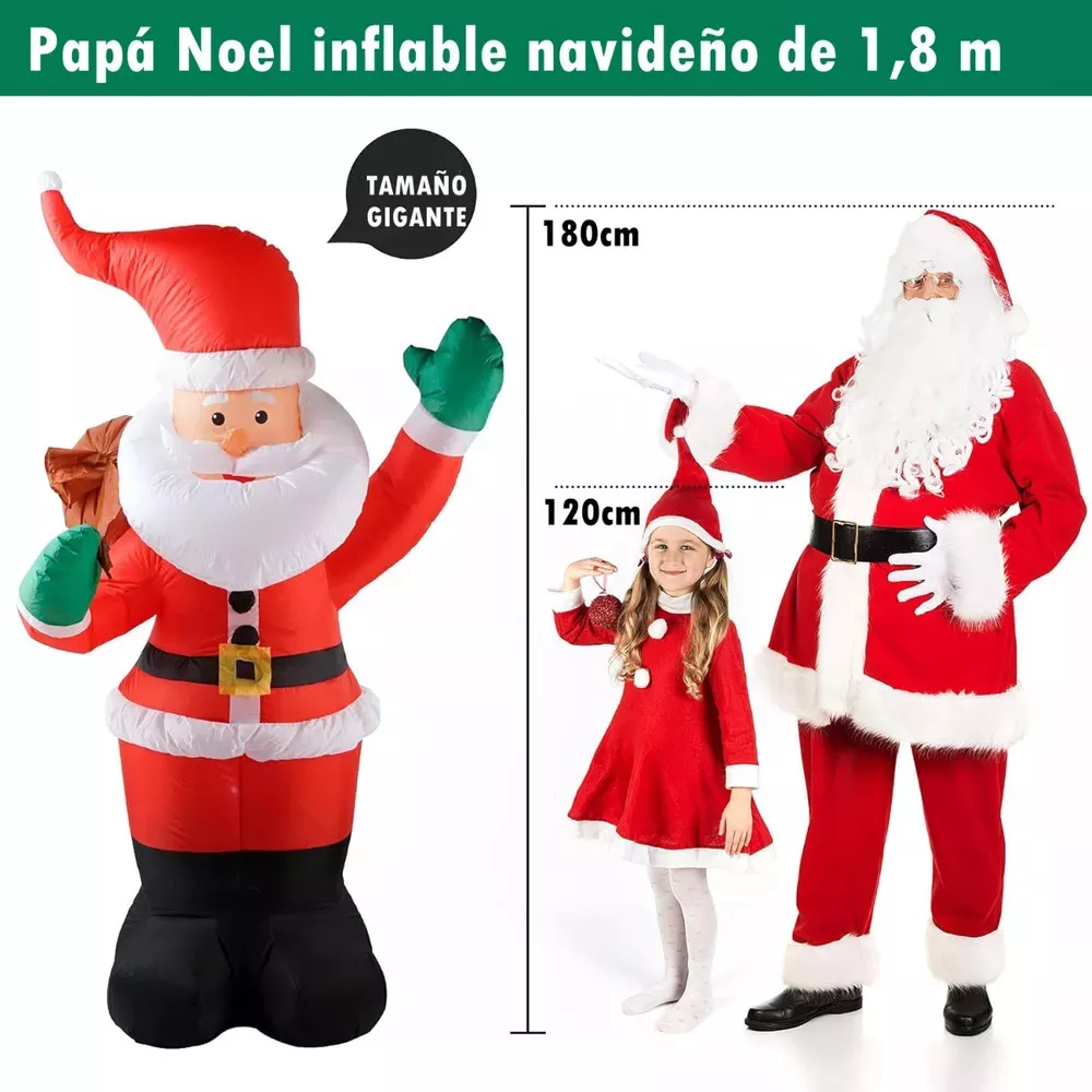 Regalos Navideños Santa Claus Inflable Navidad Muñeca 1.8m