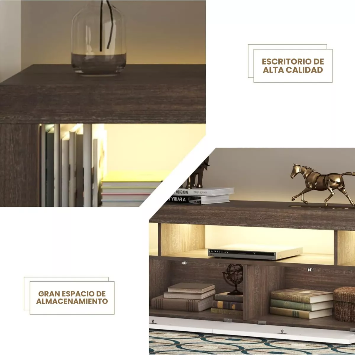Mueble Para Tv 2 Cajones Y Luces Led Hasta 75 Pulgadas