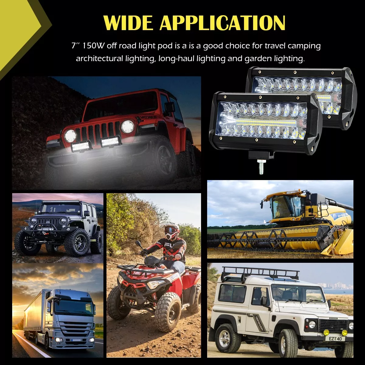 Luces Led Para Carro 7 Pulgadas 150w Barra Luz Led Moto 2pc