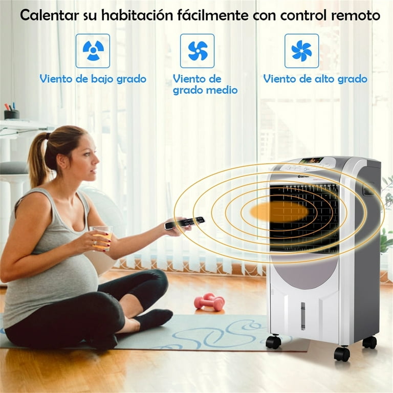 Costway Acondicionador de Aire Caliente y Fr&iacute;o con Mando Pantalla LCD 4 Ruedas para Interior Casa Oficina Dormitorio Gris 38 x 28,5 x 74 cm Costway Modern