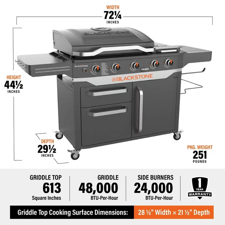 Plancha de propano Blackstone ProSeries de 5 quemadores de 28