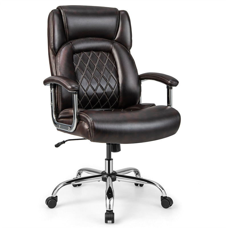 Silla de oficina giratoria de altura ajustable de 500 libras, silla de escritorio para ordenador, silla ejecutiva de piel sintética con Base de Metal resistente