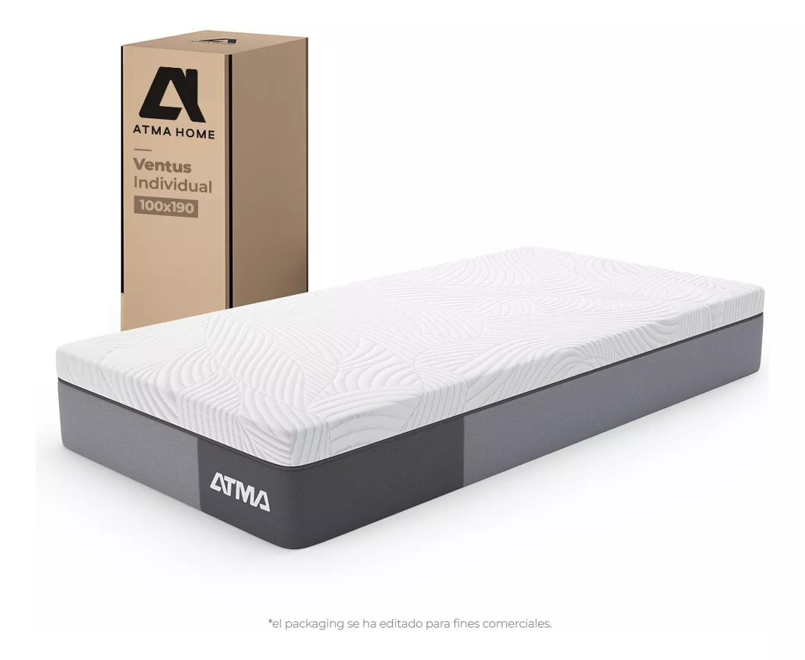 Atma Colchón Ventus Individual 29 cm En Caja 3 Capas De Espuma Blanco Y Gris