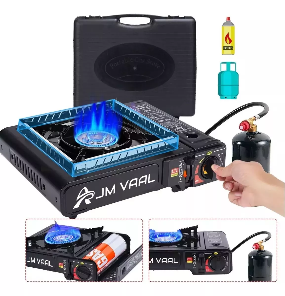 Calentador De Camping A Gas Jm Vaal Cosas Para Acampargas Butano Para Estufa Camping Port&aacute;til color Negro Incluye Malet&iacute;n