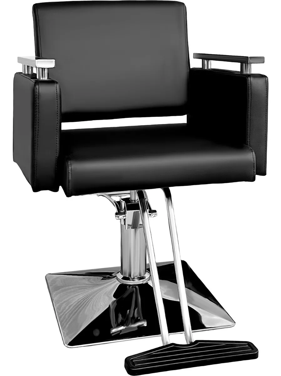 Sillon Silla Barberia Estetica Cuadrada 360&deg; Moderna Negra