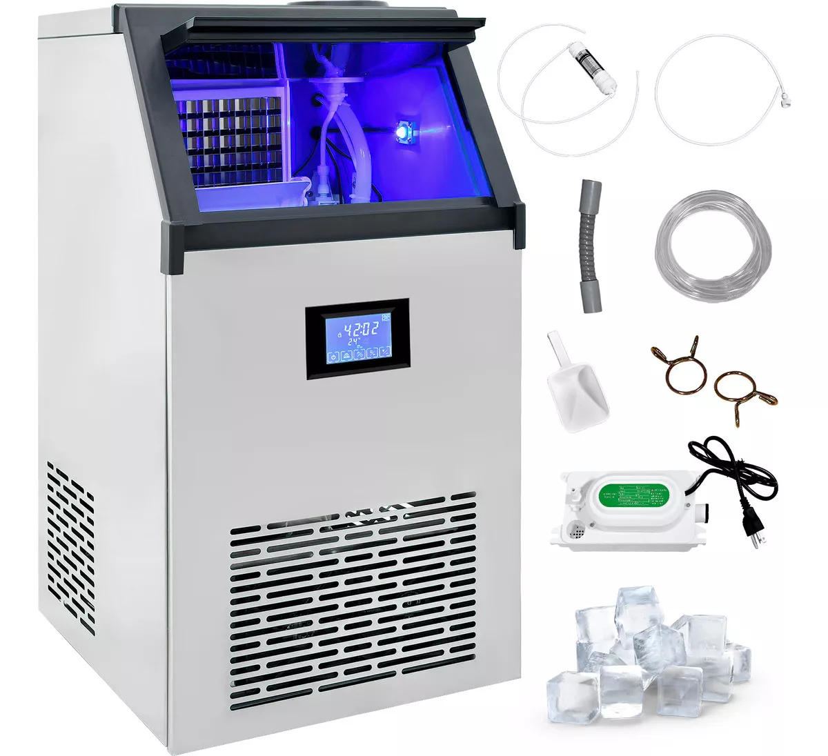 Maquina Fabricadora Hielo Comercial 60 Kg Dia Restaurante color Plata