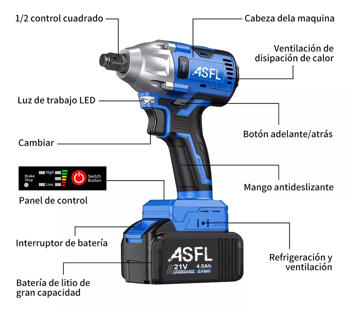 Llave De Impacto Inalambrico Electrica Pistola Taladro kit