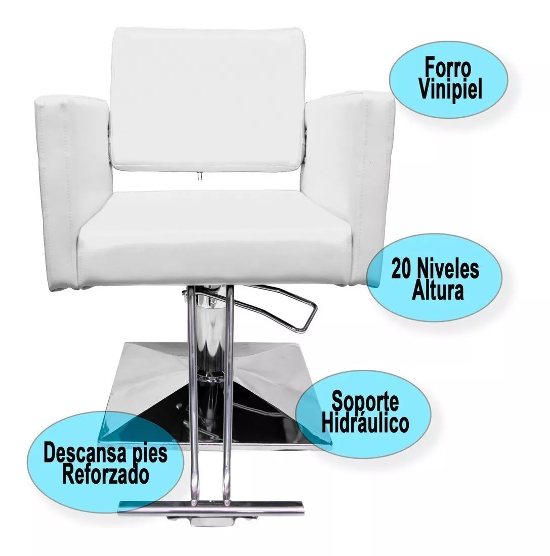 Silla Barberia Estetica Sillon Cuadrado Salon Hidráulico Spa