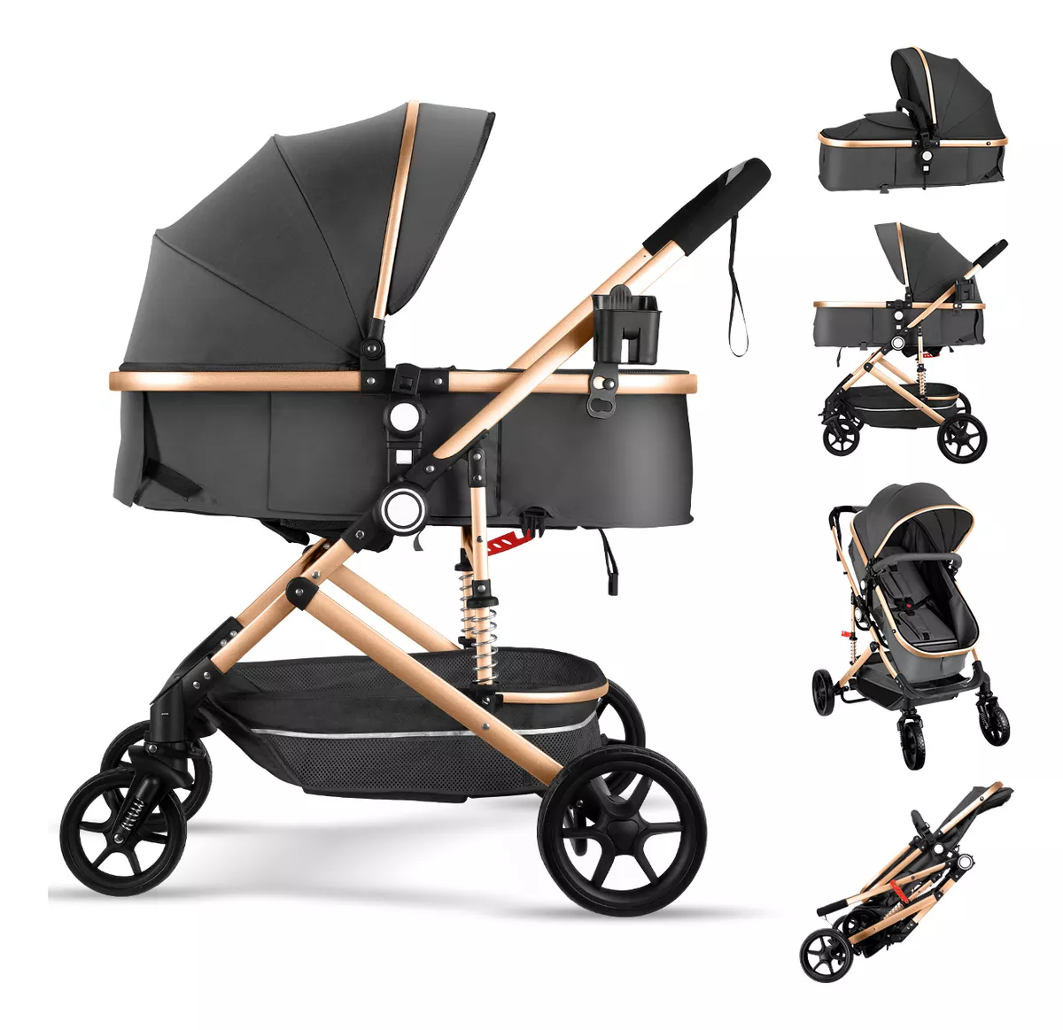 Carriolas Para Bebés Con Portabebé Carreola Bastón Reversibl