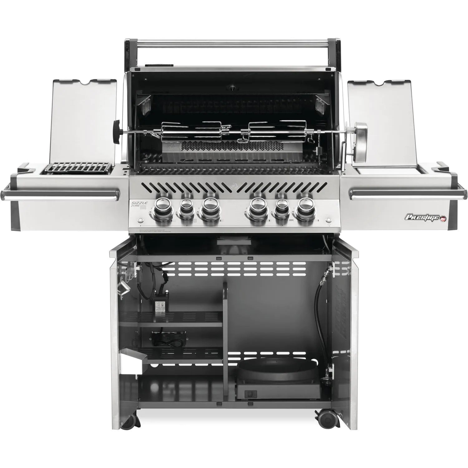 Parrilla de propano Napoleon Prestige PRO 500 con quemadores traseros y laterales infrarrojos y kit de asador-PRO500RSIBPSS-3