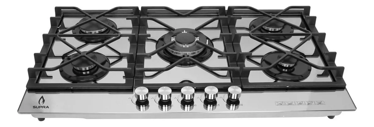 Parrilla De 5 Quemadores Treccia Mirror De 87 Cm color Plateado