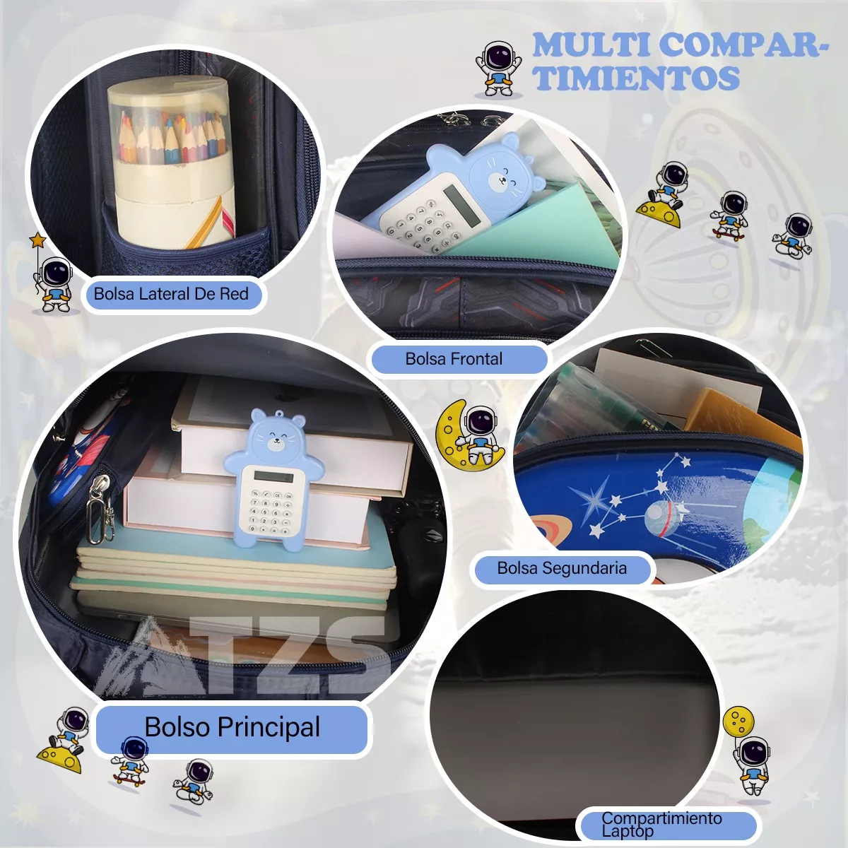 Mochila Escolar Astronautas Para Niño Con Lonchera Lapicera Juego De 3 Piezas