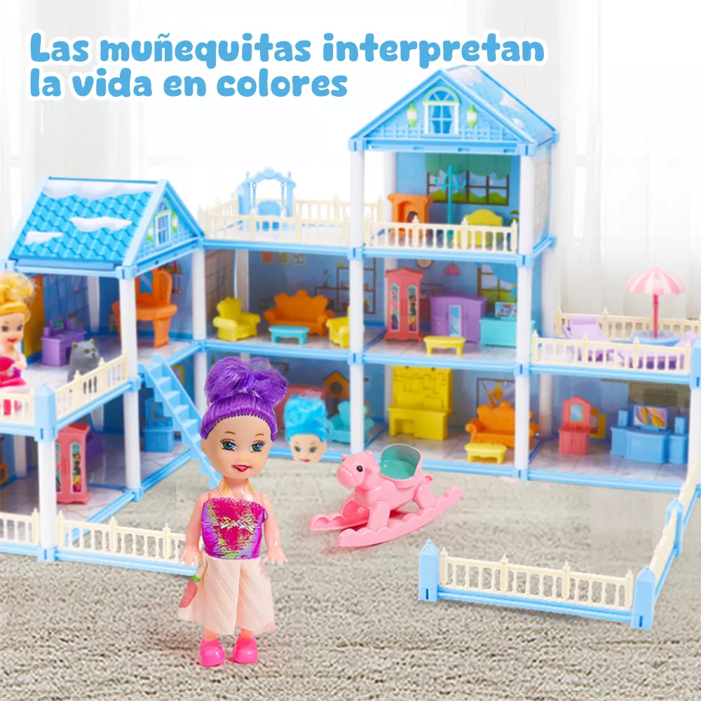 Casa Para Muñecas Con Muñecas Y Muebles Regalo Para Niñas