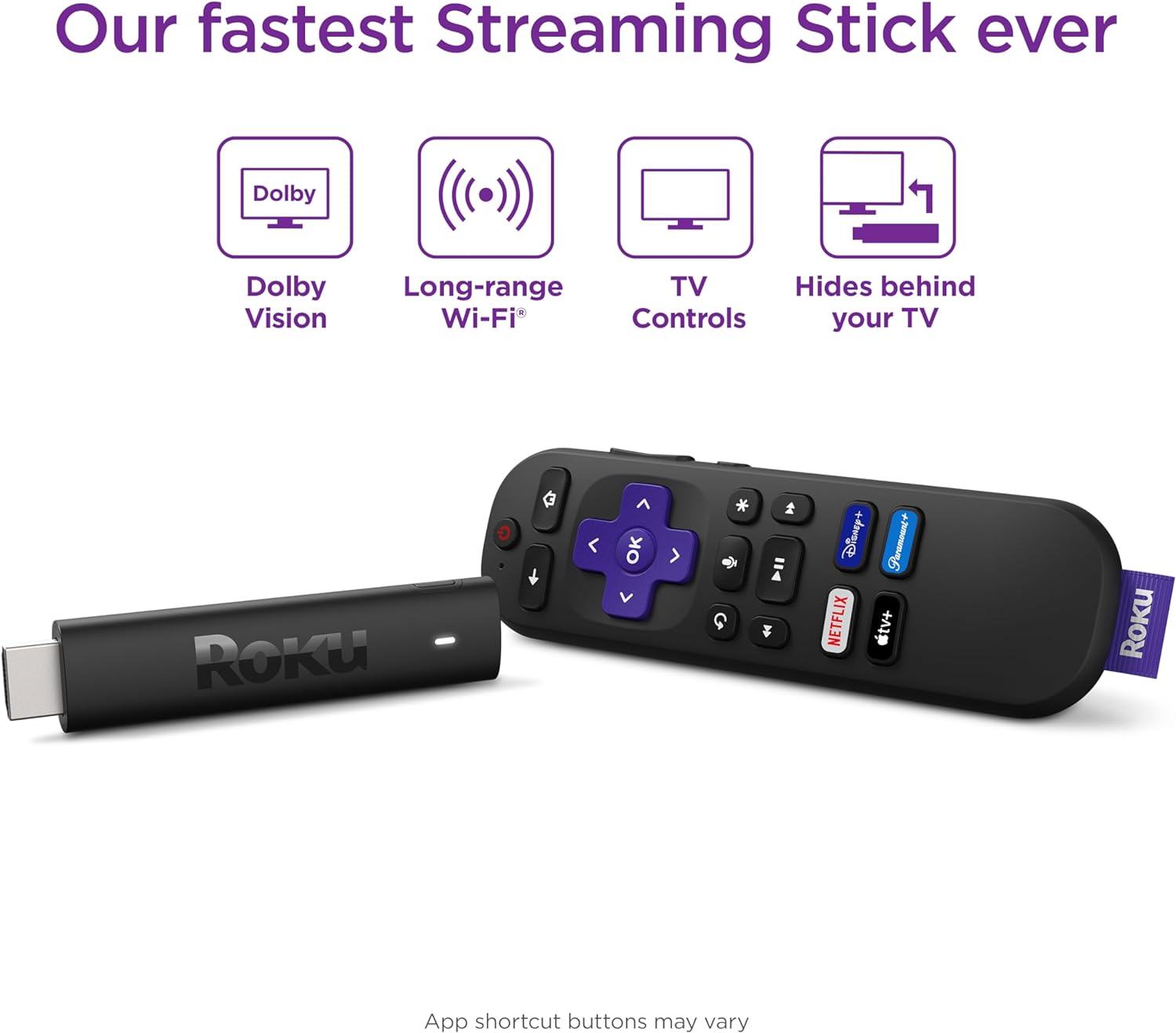 Roku Streaming Stick 4K | port&aacute;til Roku Streaming Device 4K/HDR/Dolby Vision, Roku Voice Remote, Free & Live TV