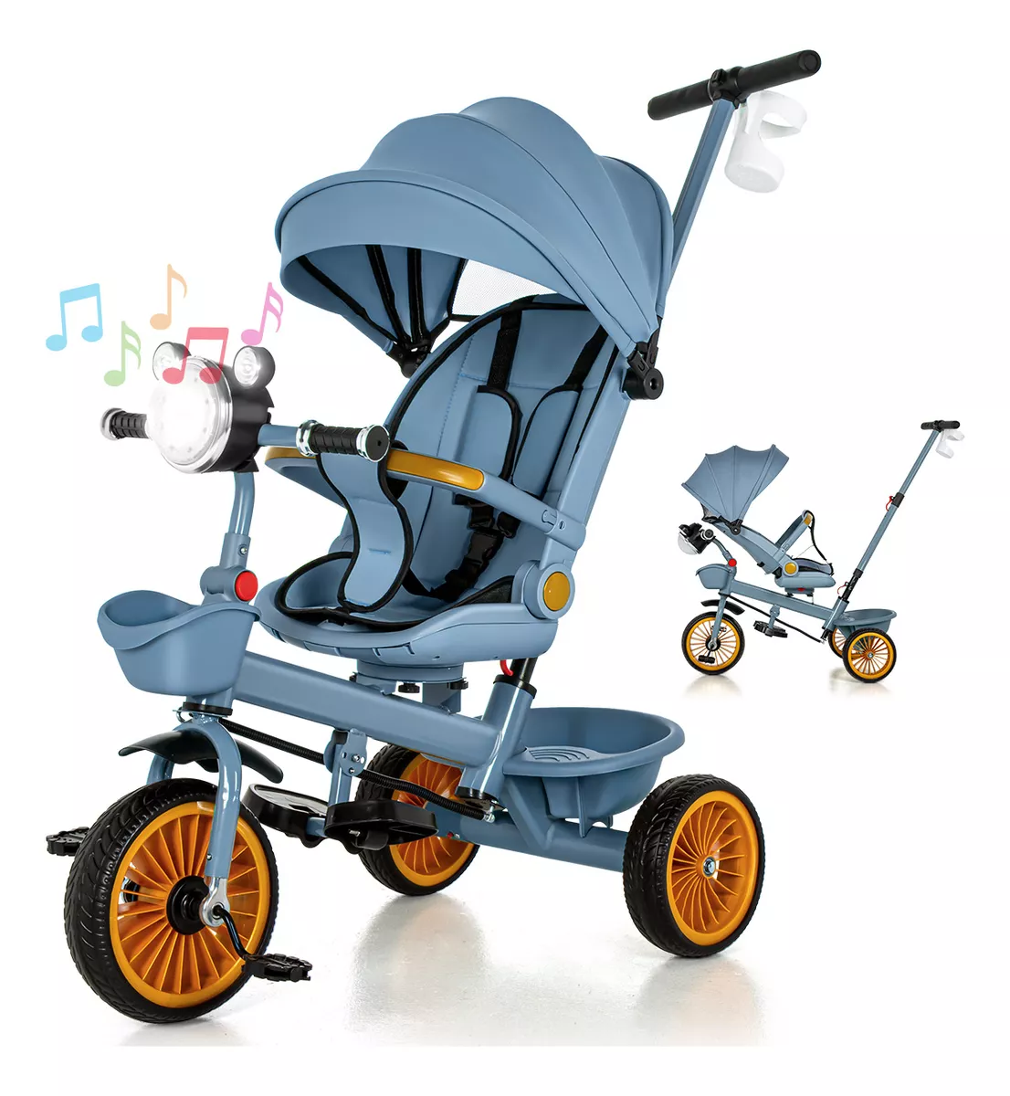 Triciclo Carriola Bicicleta Gira 360° Reclinable Para Niños