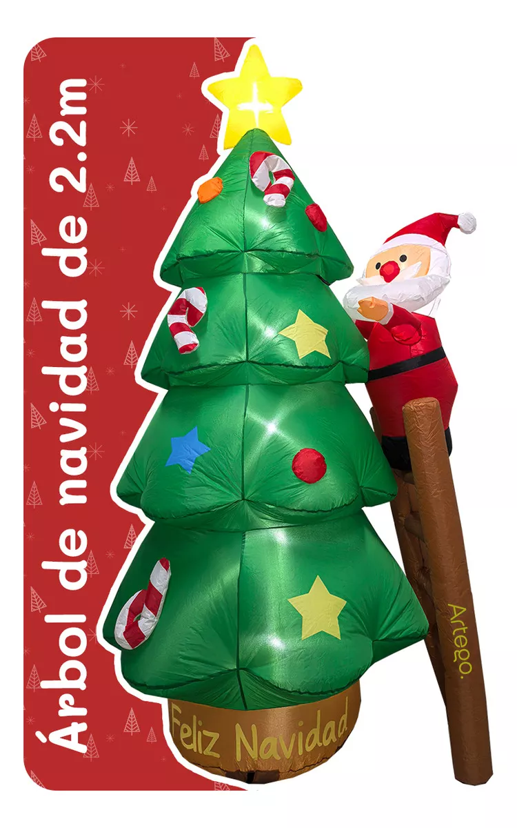 Inflable De Navidad Para Exteriores &Aacute;rbol De Navidad Gigante Con Santa En Escalera De 2.2m De Alto Decoraci&oacute;n Navide&ntilde;a &aacute;rbol de Navidad Artego