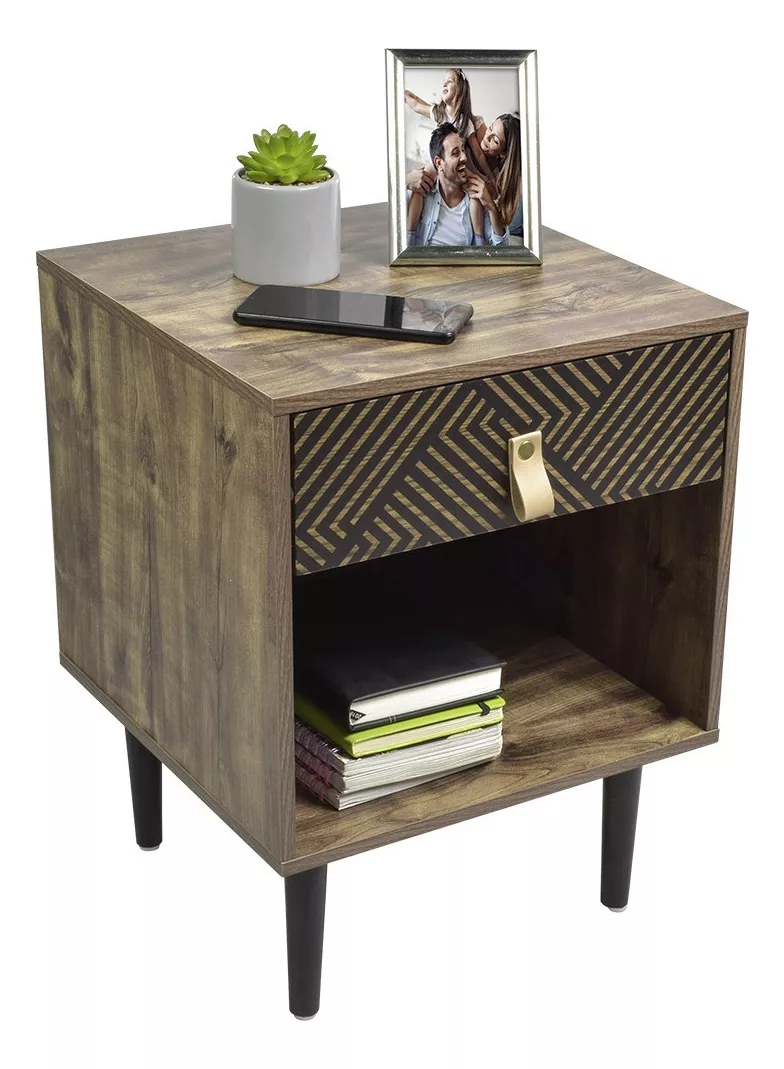 Buro Para Recamara Marca Top Living Modelo Moon color Marr&oacute;n claro
