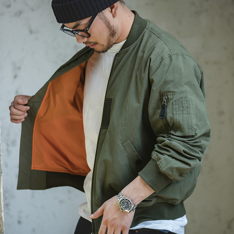Casual MA-1 Men’s Jackets Green Military Flight Bomber Tank Coat Solid Vintage Coats Monocycle Jacket Collar Men Clothing