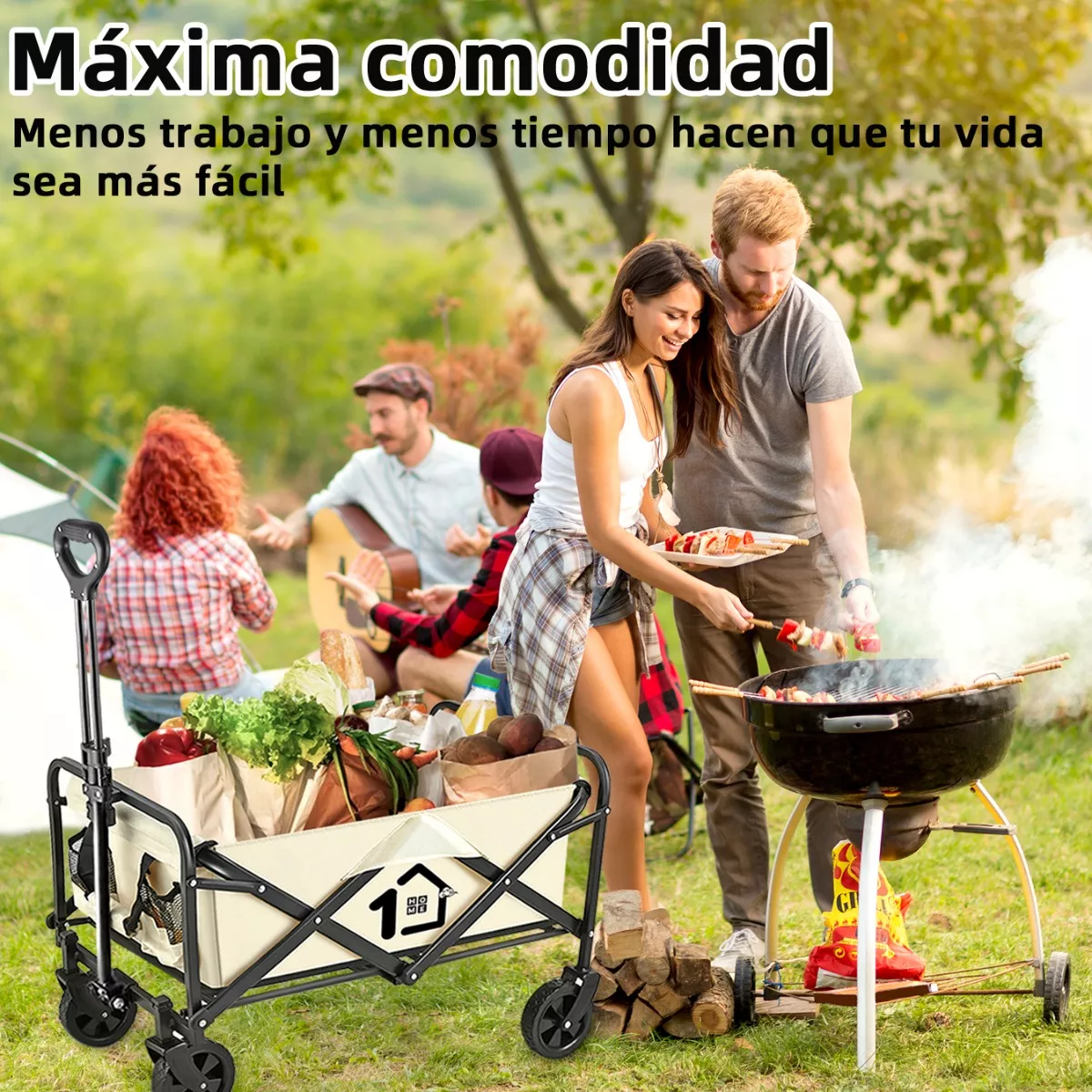 Carrito Vagón Plegable Multiusos Con Manija Para Acampar Bei