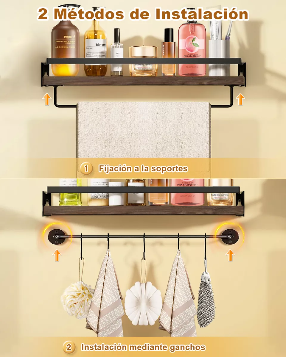 Repisas Flotantes Madera Modernas Estantes Baño Topon 3 Pcs