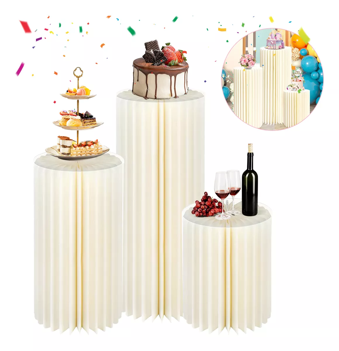 3 Pzs Cilindros Para Mesa De Dulces Para Fiesta Decoracion