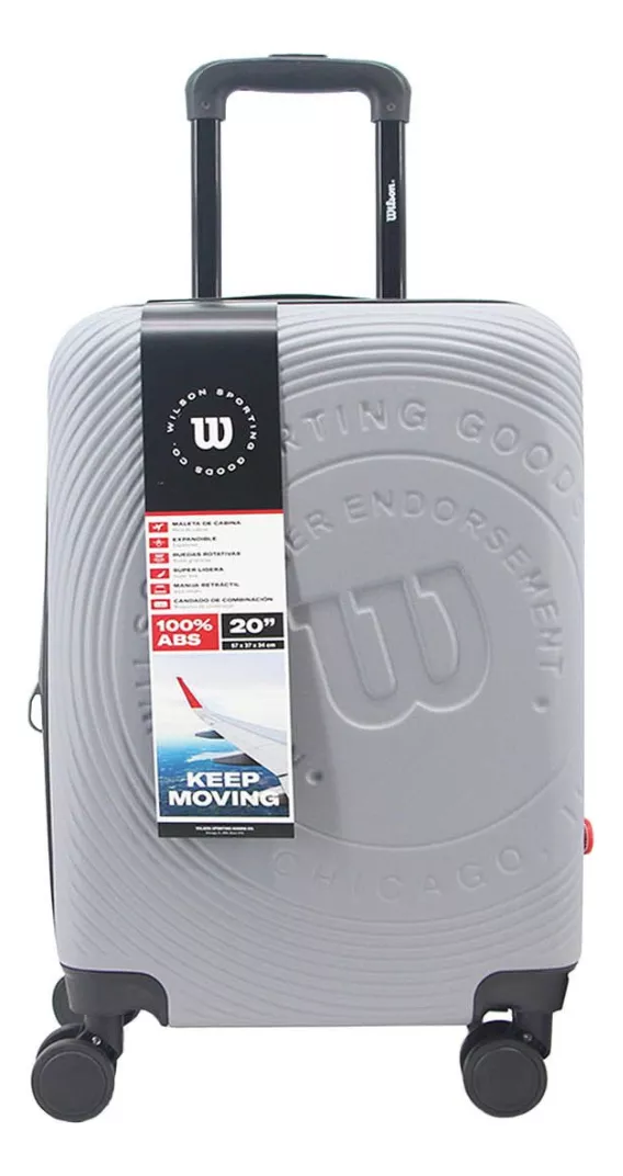 Maleta Mano Gris Wilson Viaje Rigida 20in Pulgadas Candado 10kg Cabina Ruedas360&deg;