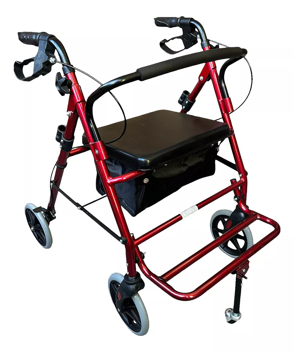 Andadera Ortopédica Aluminio con Asiento Descansapies Adulto color Rojo Speedy SP9023
