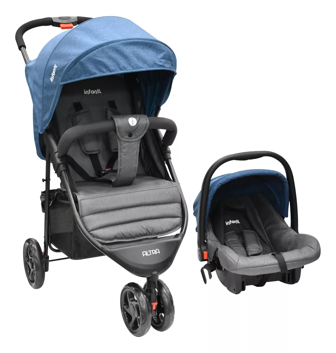 Carriola Altra Travel System Infanti Plegado Compacto color Rojo Chasis Black