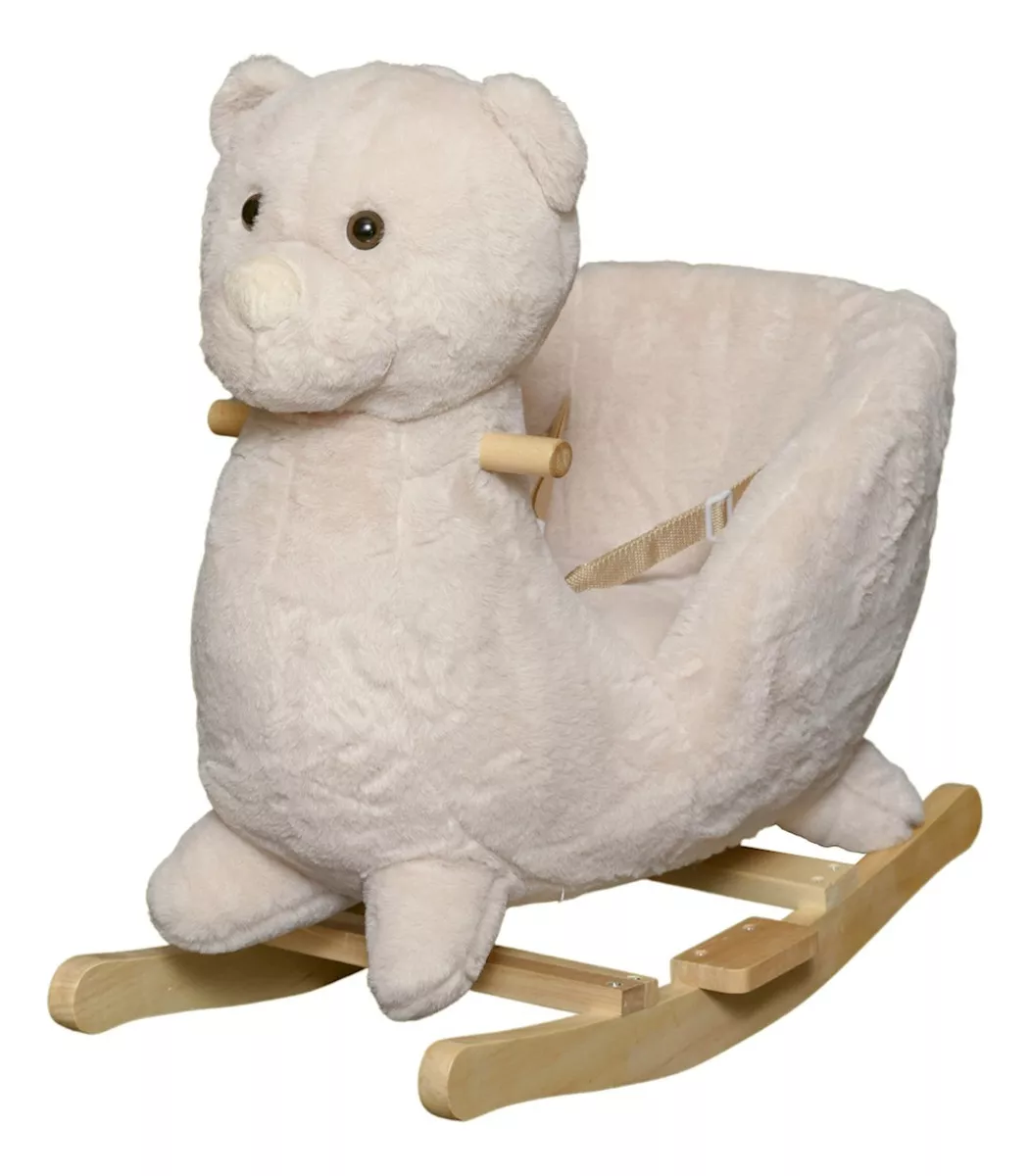 Mecedora Silla Montable Animalito Peluche Juguete Bebe Ni&ntilde;os color Beige Osito