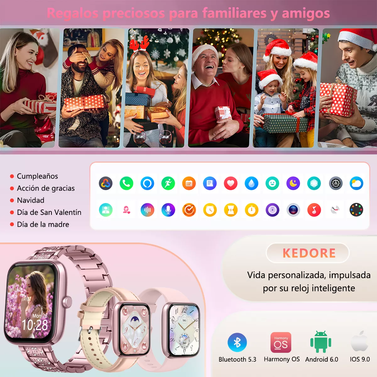 Reloj Smartwatch Mujer Reloj Inteligentes Smart reloj Alexa