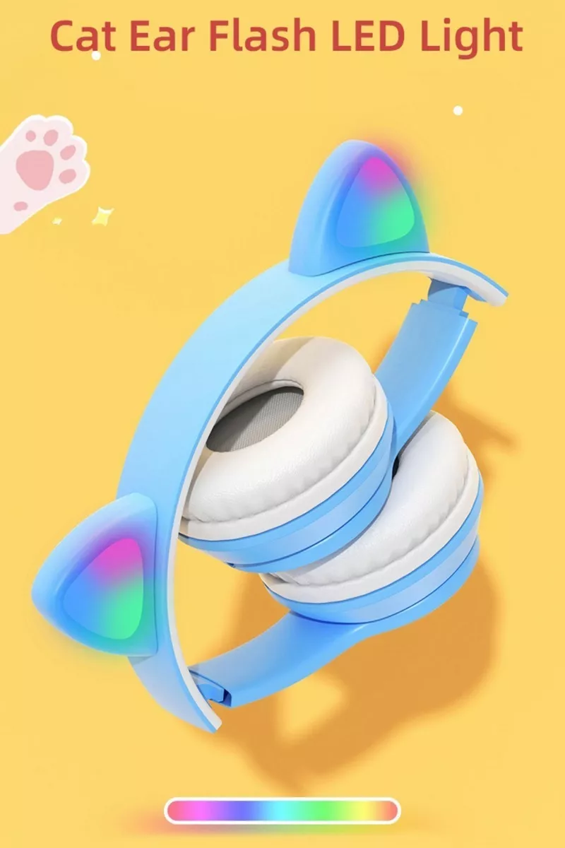 Mz P47 Auriculares Bluetooth Luminoso Gato Diadema Niños