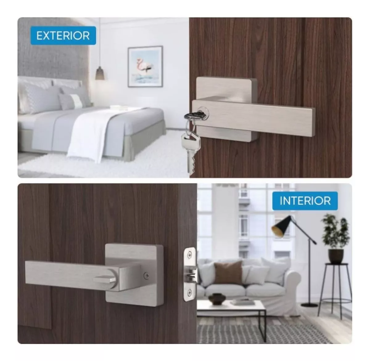 Cerradura Manija Seguridad Cuadrada Puerta Recamara Baño