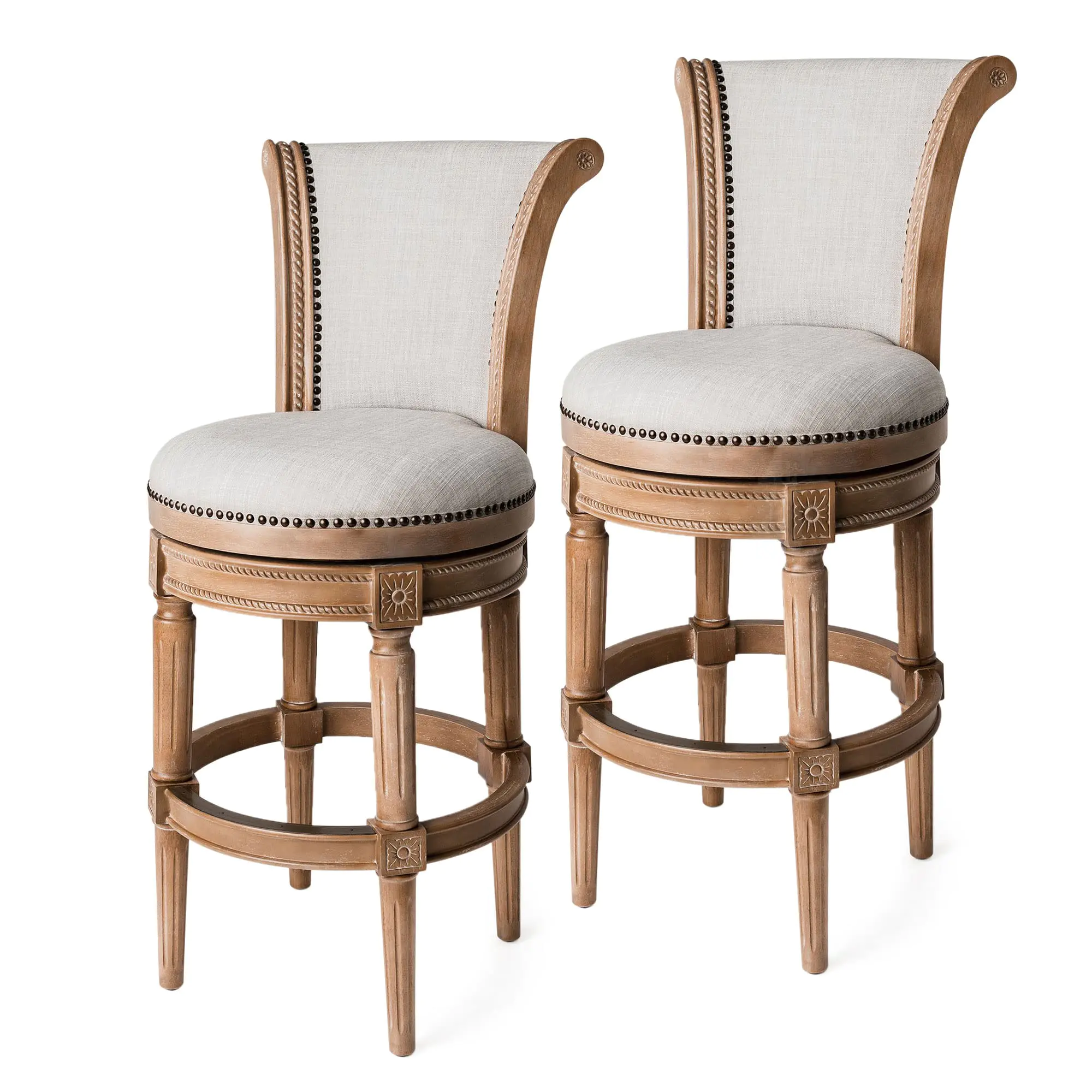Maven Lane Pullman High-Back cocina Swivel Bar Stool, Dark Walnut, set de 4