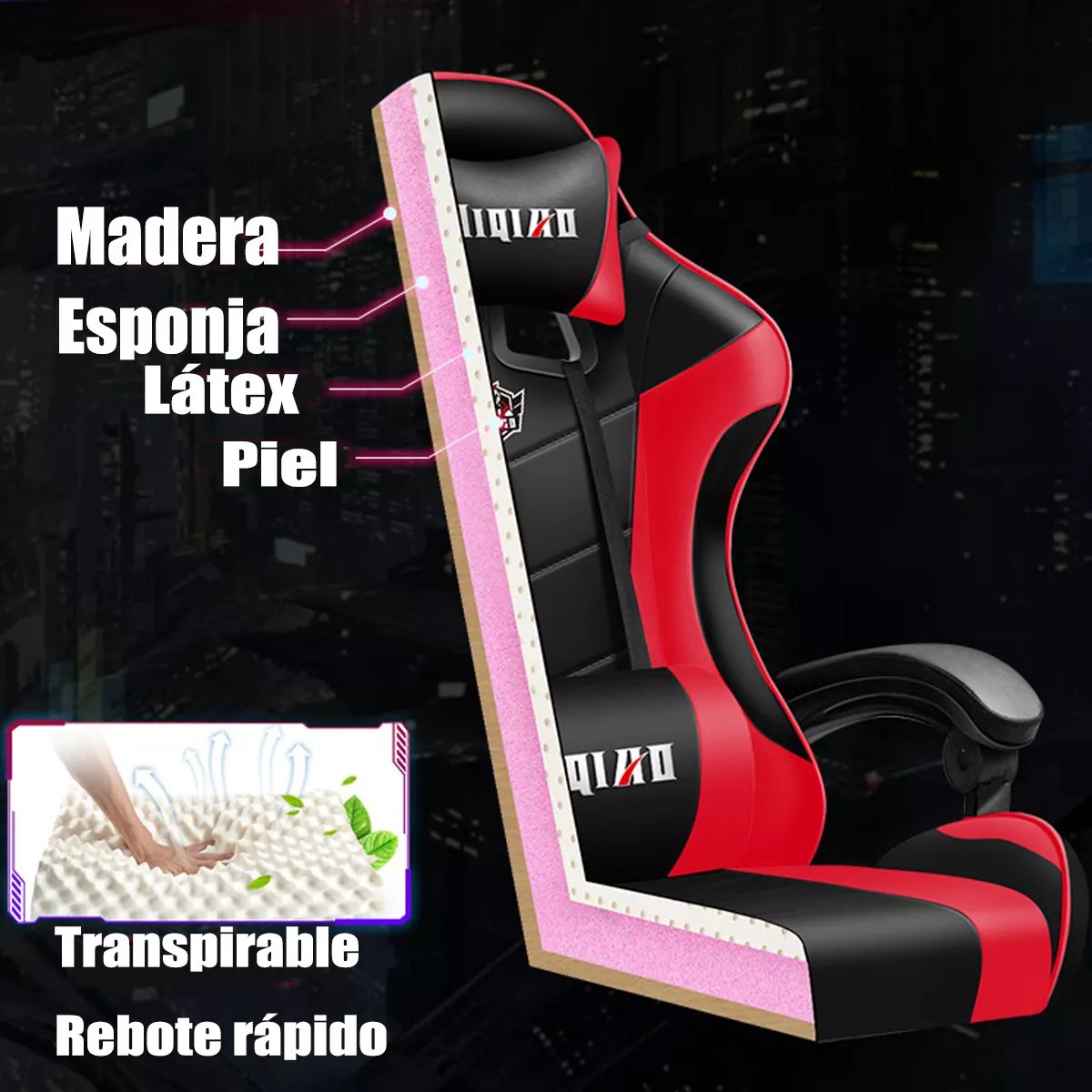 Silla Gamer Ejecutiva Reclinable Reposapiés Con Masaje Luces