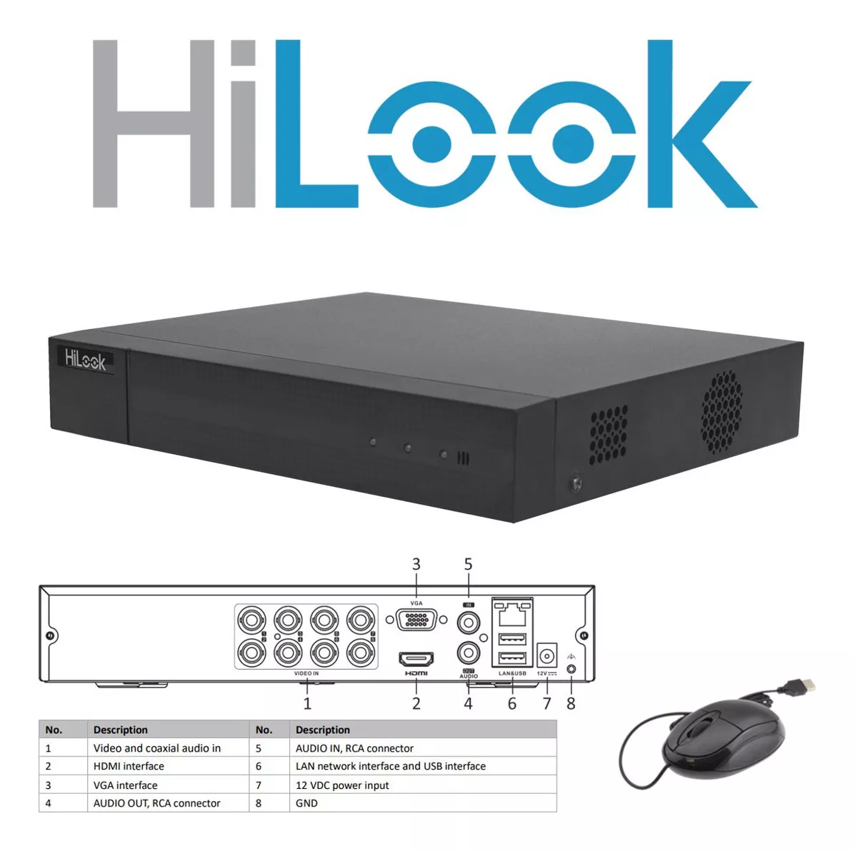 kit Circuito Cerrado Hilook Dvr 8 Canales 6 Camaras 720p 1mp Hd Thc-b110-p Cable 18mts + Disco Duro 1tb