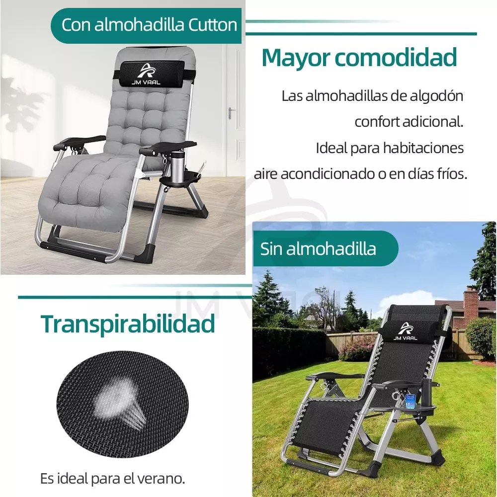 Silla Camastro Plegable Ajustable En 180 Con Colchón Jm Vaal