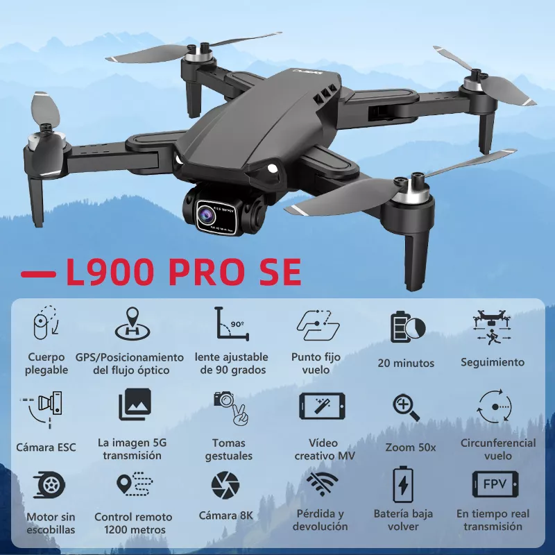 Mini Drone Con Cámara L900 Gps Fpv Profesional Control 4k Hd
