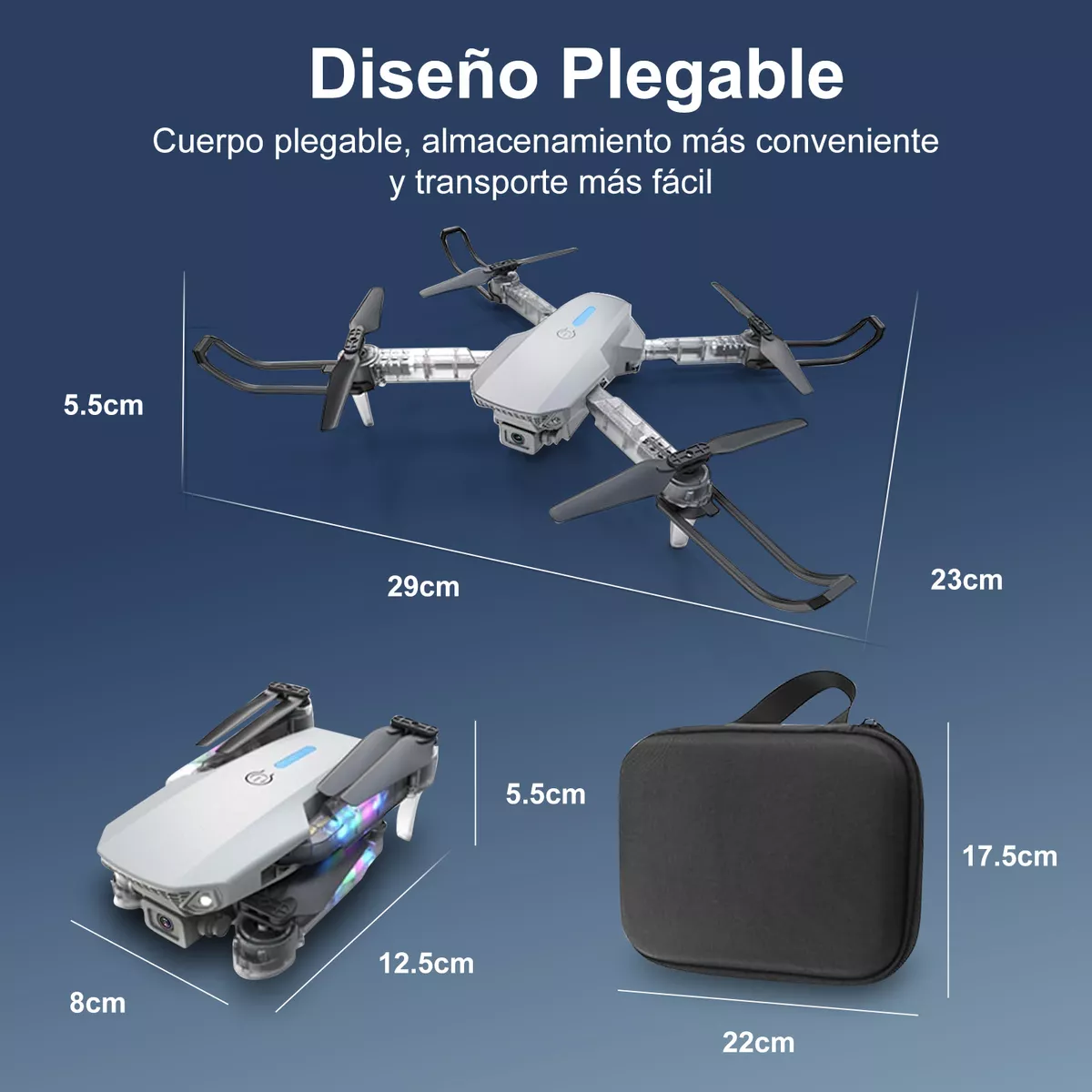 Mini Drone Con Camara Ourlife Ak Air2 Con Luces Chidas Gris