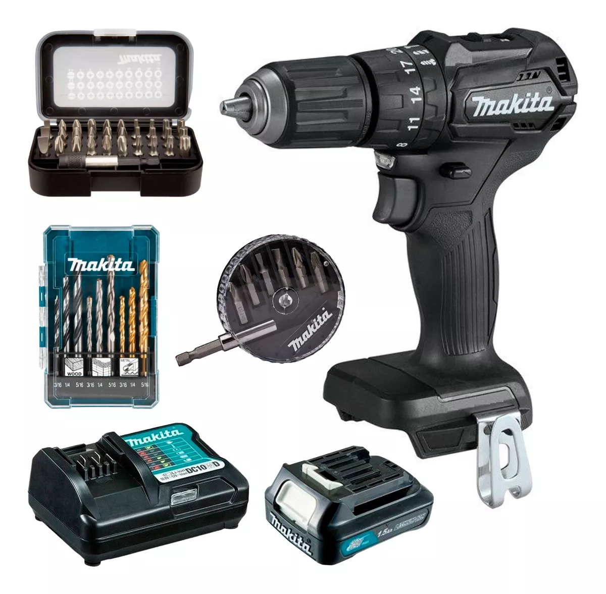 Taladro Rotomartillo Makita Hp333dyx3b + Set De Brocas
