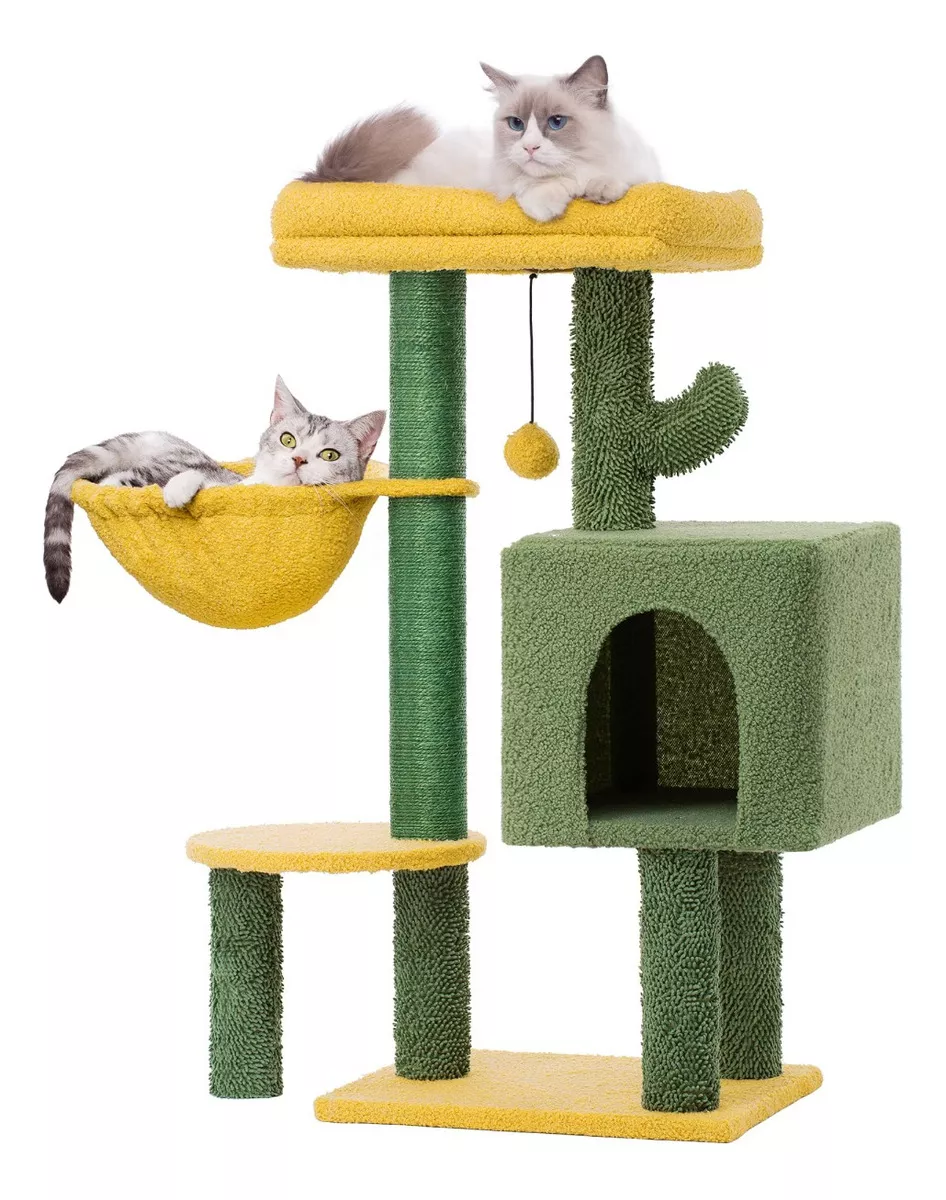 Árbol Rascador Con Casa Para Gatos Casa Niveles color Verde