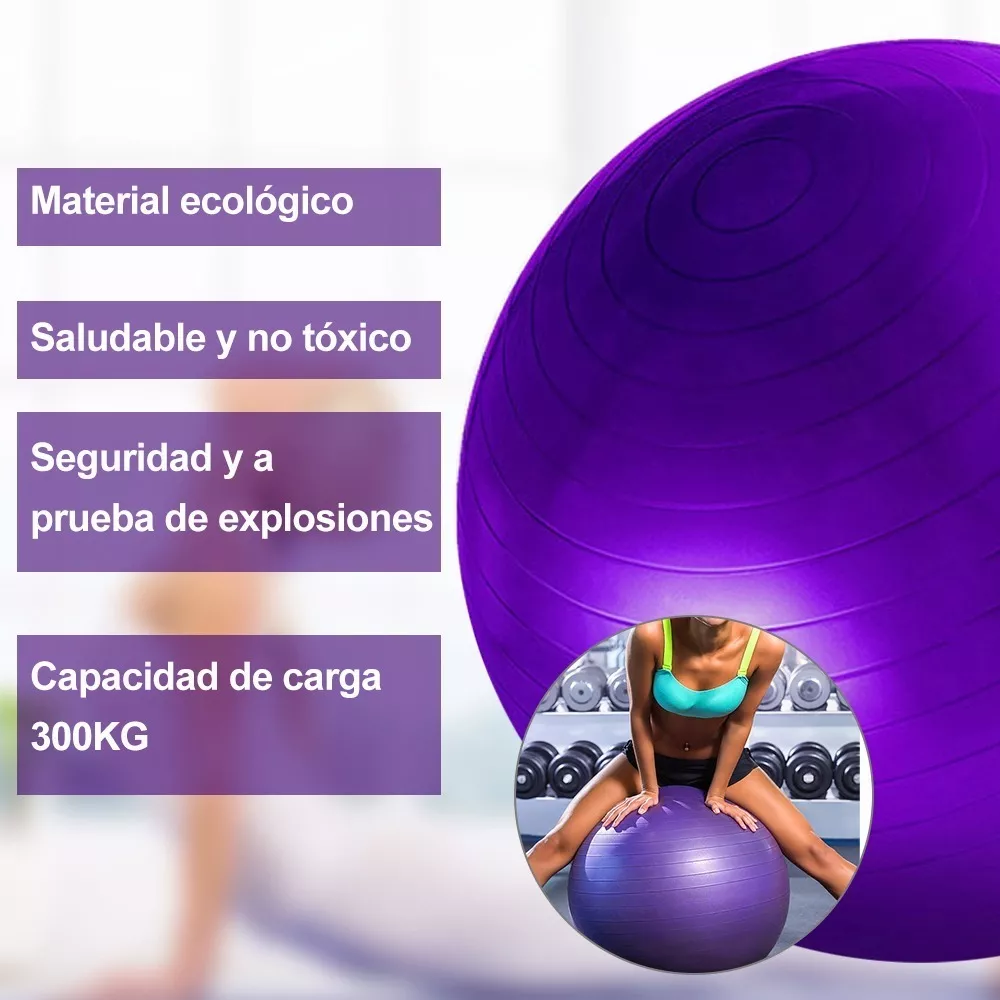 Pelota Fitness De Ejercicio Para Yoga Pilates 65cm Con Bomba