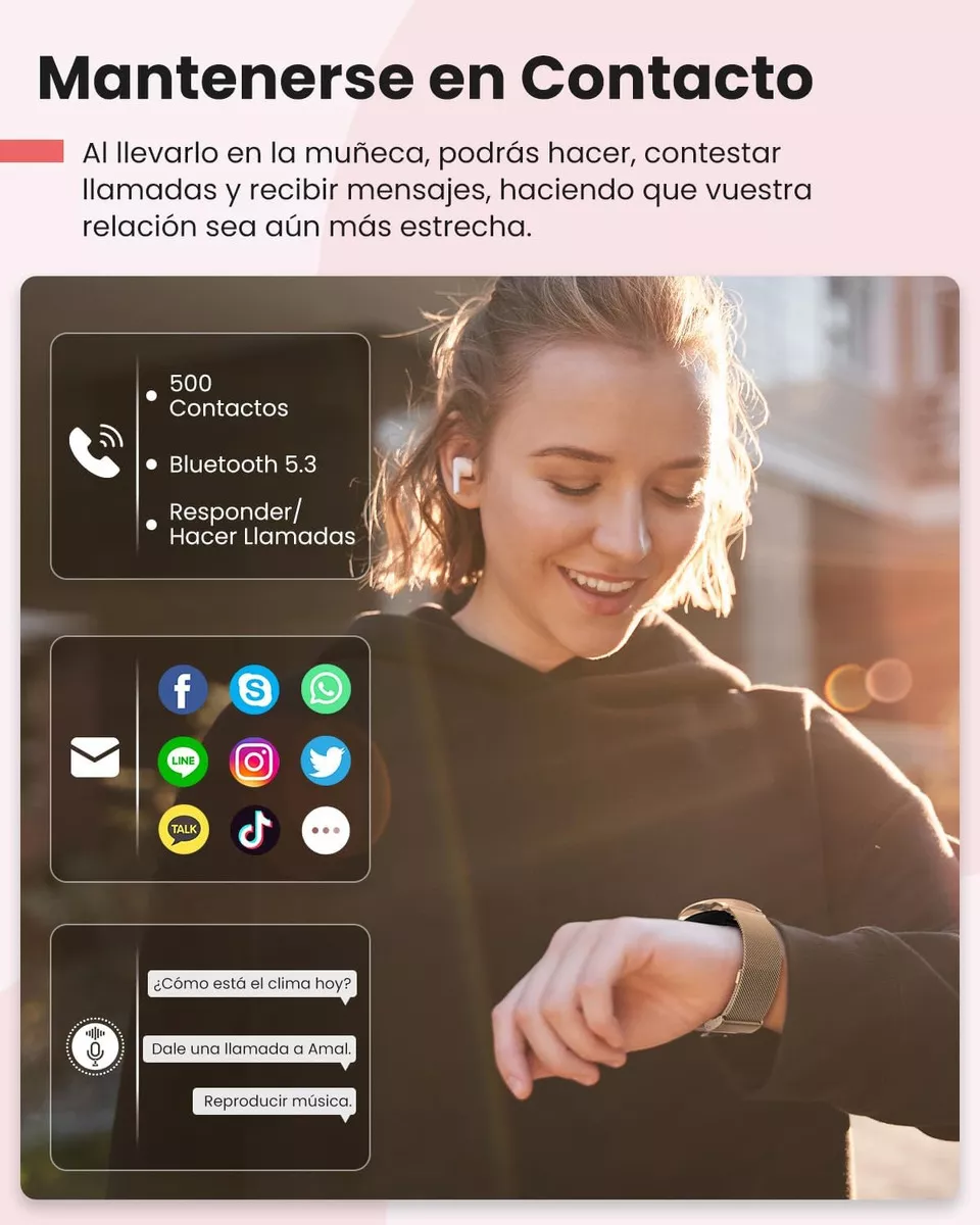 Dekelife Smartwatch Motion Reloj Inteligente Mujer IP68 con Llamadas Bluetooth,Regalo Mujer
