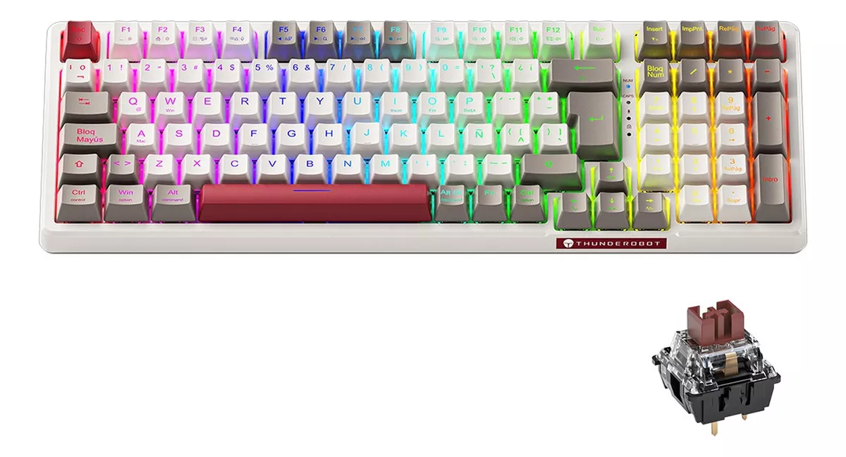 Teclado Mec&aacute;nico Espa&ntilde;ol Thunderobot K98 Gasket Rgb Hot Swap 3/5 Pins Ergon&oacute;mico 98% Layout Teclado Alfanumerico 100% Anti-Ghosting Outemu Brown Switch Teclado Para PC USB Teclado Mec&aacute;nico Gamer